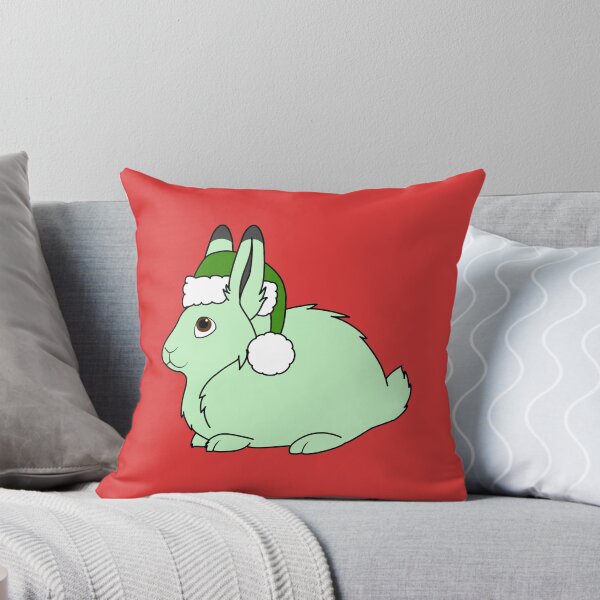 Item preview, Light Green Arctic Hare with Christmas Green Santa Hat designed and sold by Grifynne.