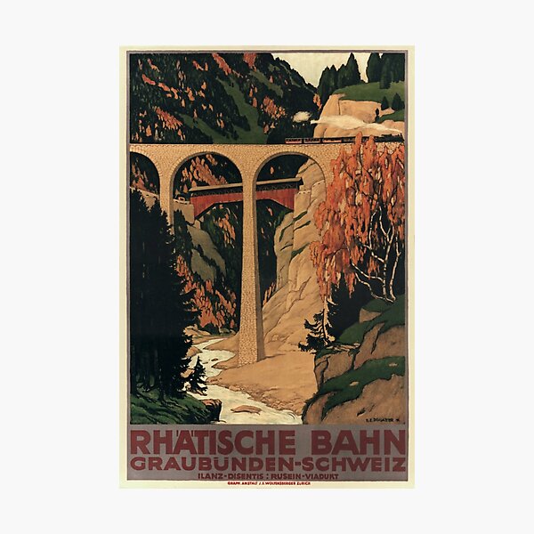 Item preview, Rhaetische Bahn vintage travel poster designed and sold by stickart-marek.