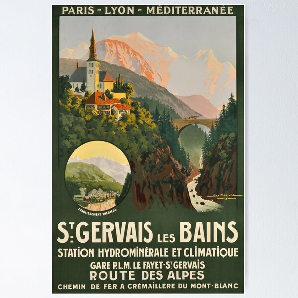 Item preview, PLM St Gervais les Bains vintage travel poster designed and sold by stickart-marek.