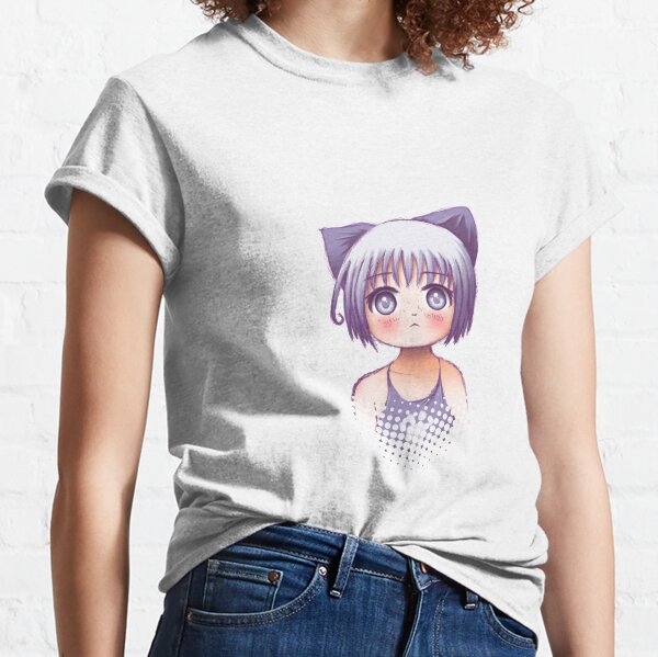 anime girl short hair, wearing kawaii shirt and jeans, casual clothing style,  Hyper realistic, Isolated on transparent background. ai generative 34332083  PNG