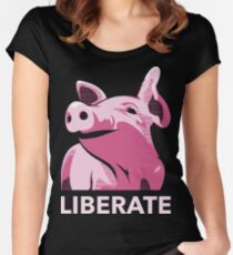 Liberate (Pig, No Background, Electric Pink) Women's Fitted Scoop T-Shirt
