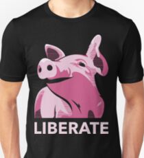 Liberate (Pig, No Background, Electric Pink) Unisex T-Shirt
