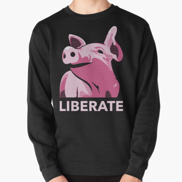 Liberate (Pig, No Background, Electric Pink) Pullover Sweatshirt