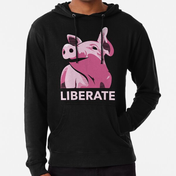 Liberate (Pig, No Background, Electric Pink) Lightweight Hoodie