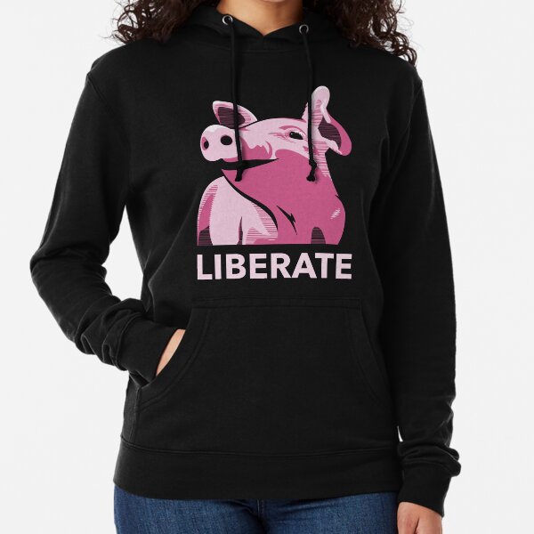 Liberate (Pig, No Background, Electric Pink) Lightweight Hoodie