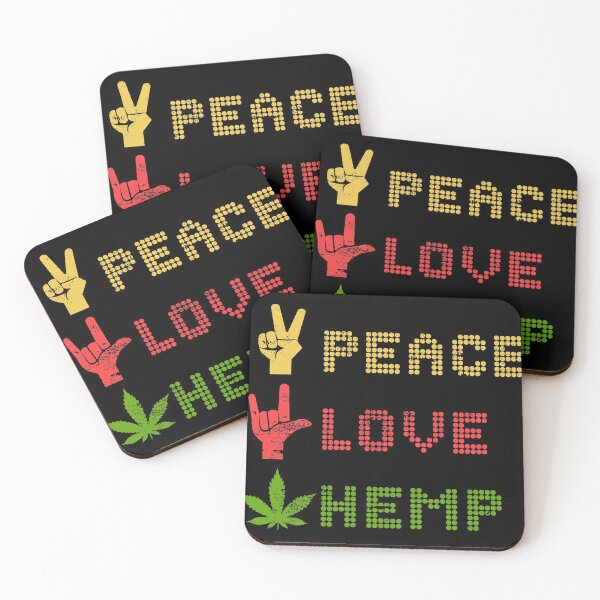 Item preview, CBD Oil Gift Design - Peace, Love and Hemp Idea print designed and sold by Lisbob.