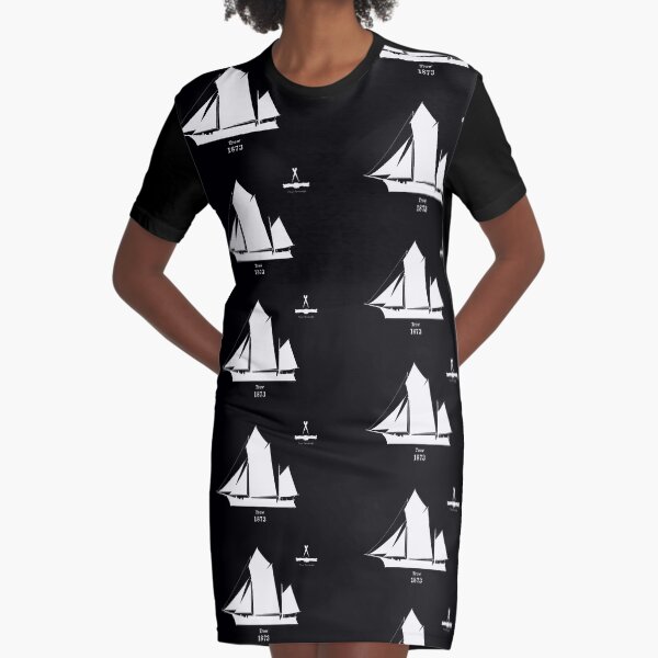 The River Severn Trow on bw 1 Graphic T-Shirt Dress