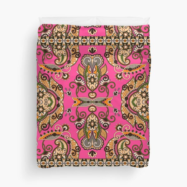 Mandala Vibrant Flower Pattern Pink Duvet Cover