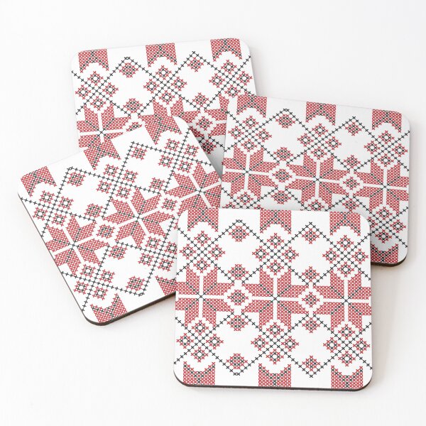 Item preview, Cross stitch red and white geometric floral pattern designed and sold by corner-shop.