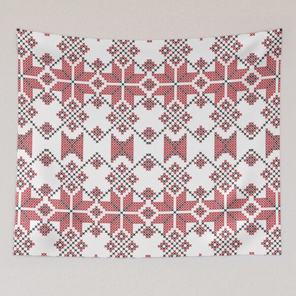 Item preview, Cross stitch red and white geometric floral pattern designed and sold by corner-shop.