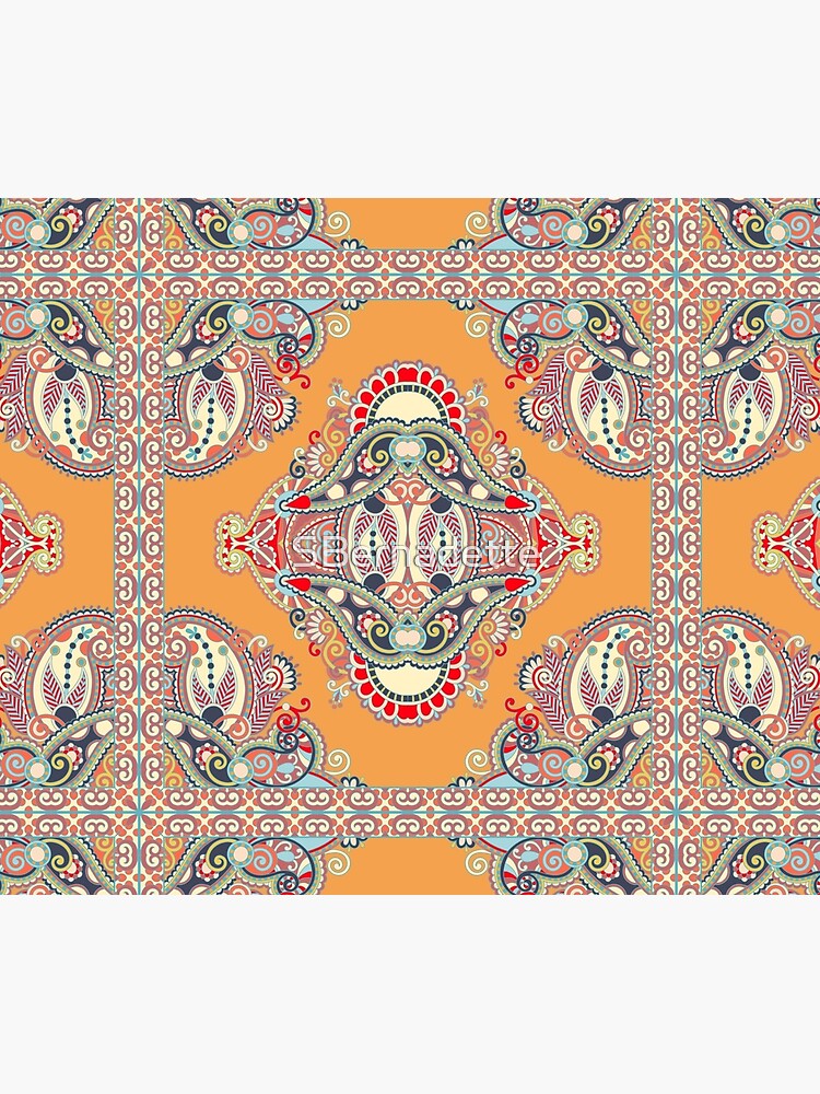 Thumbnail 2 of 2, Duvet Cover, Mandala Vibrant Flower Pattern Orange designed and sold by SBernadette.