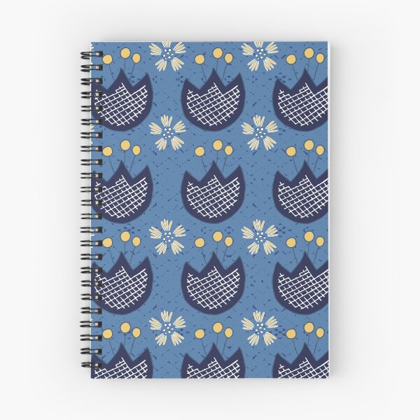 Artikelvorschau, dunkelblaue Tulpen auf blau - nahtloses Muster entworfen und verkauft von colorofmagic.