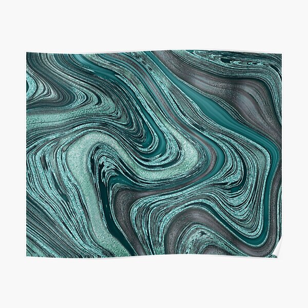 Turquoise Glamour River Mineral Marble Poster