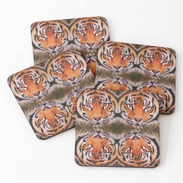 Item preview, Tigers heads reflections pattern digital picture design tile designed and sold by Julieford.