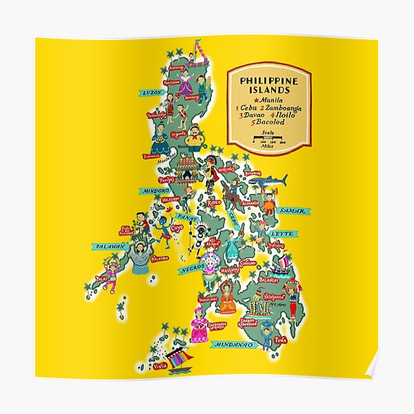 Philippine Festivals map illustrated by Robert Alejandro Poster