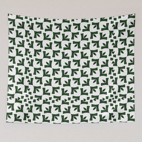 Item preview, Green, Black on White Tessellation. Geometrical. Repeating. Pattern  designed and sold by shirtdan.