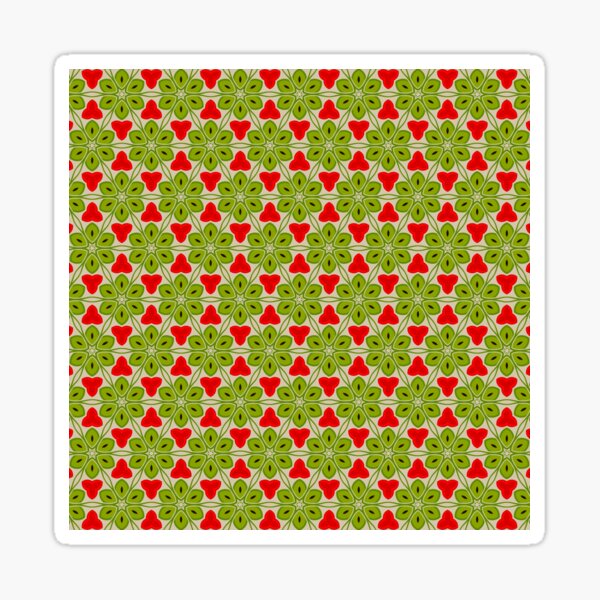 Item preview, Green and Red Floral Tessellation. Geometrical. Repeating. Pattern  designed and sold by shirtdan.
