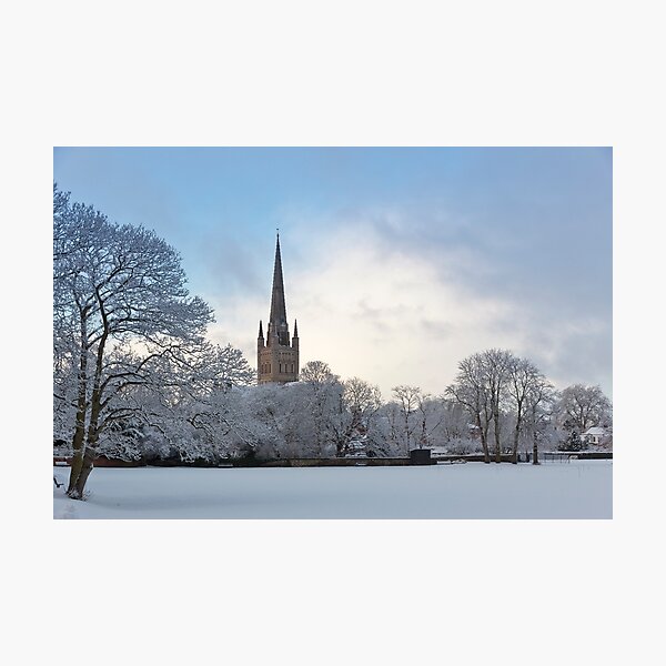 Norwich Cathedral in the Snow Photographic Print