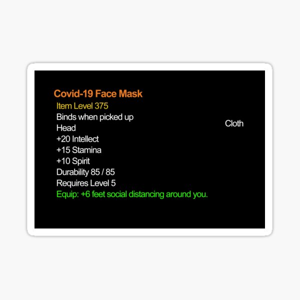 Legendary Covid Face Mask Item Sticker