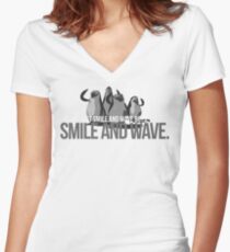 Just Smile and wave Women's Fitted V-Neck T-Shirt