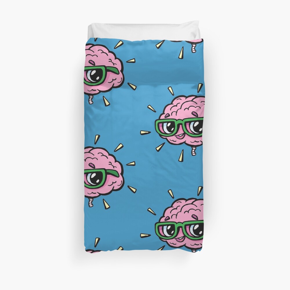 rose cute smart brain with glasses Duvet Cover