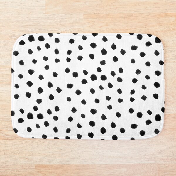 Black Dalmatian spots on a white background pattern Bath Mat