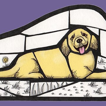 Artwork thumbnail, Golden Retriever mosaic style illustration by Muna Zuberi