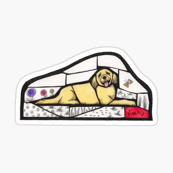 Golden Retriever mosaic style illustration Sticker