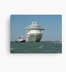 Ocean liner and boat Canvas Print