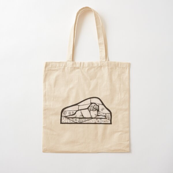 Golden Retriever in black and white mosaic style illustration Cotton Tote Bag