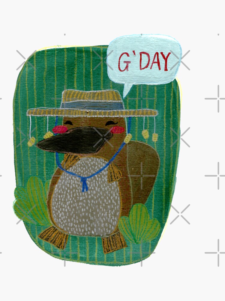 Thumbnail 3 of 3, Sticker, G'day Platypus designed and sold by ddanyen.