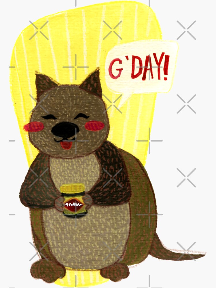 Thumbnail 3 of 3, Sticker, G'day Quokka designed and sold by ddanyen.