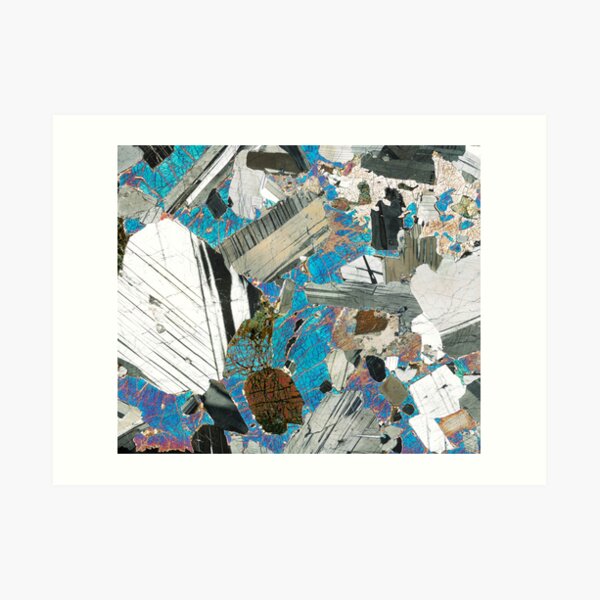 Gabbro from Huntly, Scotland rock thin section microscope photo - Scottish geology gift Art Print