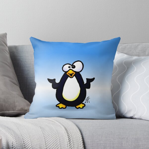 Pondering Penguin Throw Pillow