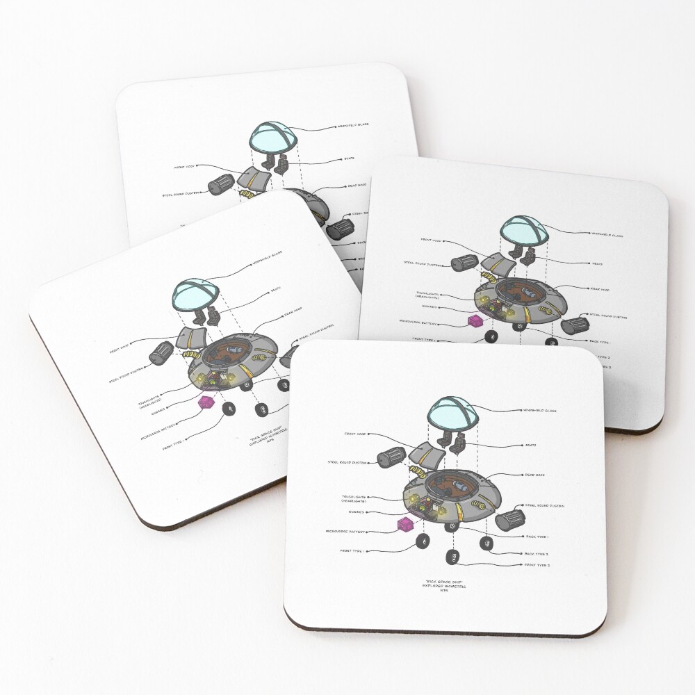 RICK SPACESHIP Coasters (Set of 4)
