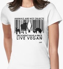 VeganChic ~ Animals Are Not Objects Women's Fitted T-Shirt