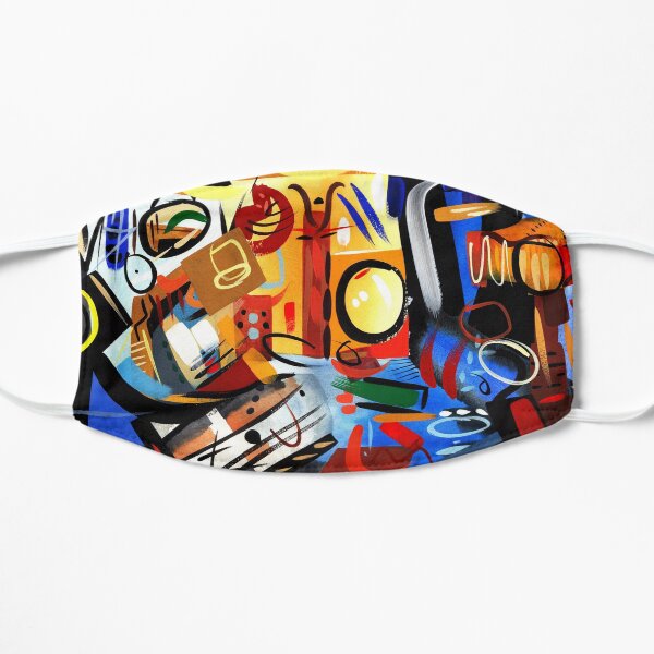 Abstract Interior Blue and Orange Art Print Mask