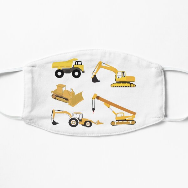 Construction Trucks - Dump Truck, Excavator, Crane, Bulldozer and Backhoe Flat Mask