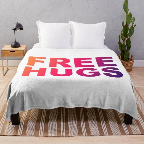 Item preview, Free Hugs Typography - Minimal - Graphic Design Orange, Pink, Purple Gradient Lettering designed and sold by ColorMeHappy123.