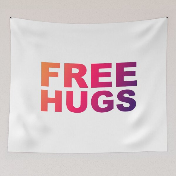 Item preview, Free Hugs Typography - Minimal - Graphic Design Orange, Pink, Purple Gradient Lettering  designed and sold by ColorMeHappy123.
