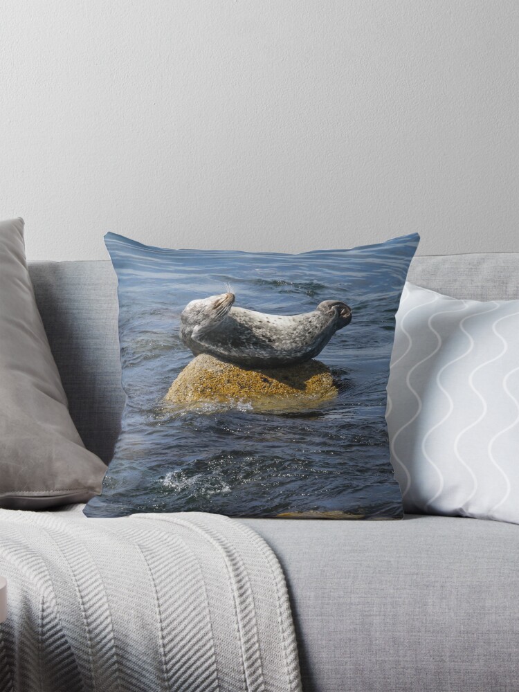 Thumbnail 1 of 4, Pillow, Harbor Seal Yoga designed and sold by littleoldhag.