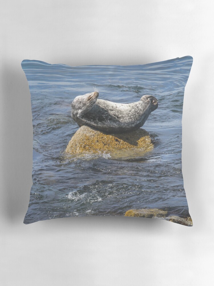 Thumbnail 3 of 4, Pillow, Harbor Seal Yoga designed and sold by littleoldhag.