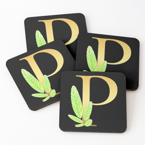 Item preview, Floral Gold Monogram P - Letter Art Black designed and sold by MysticMagpie.