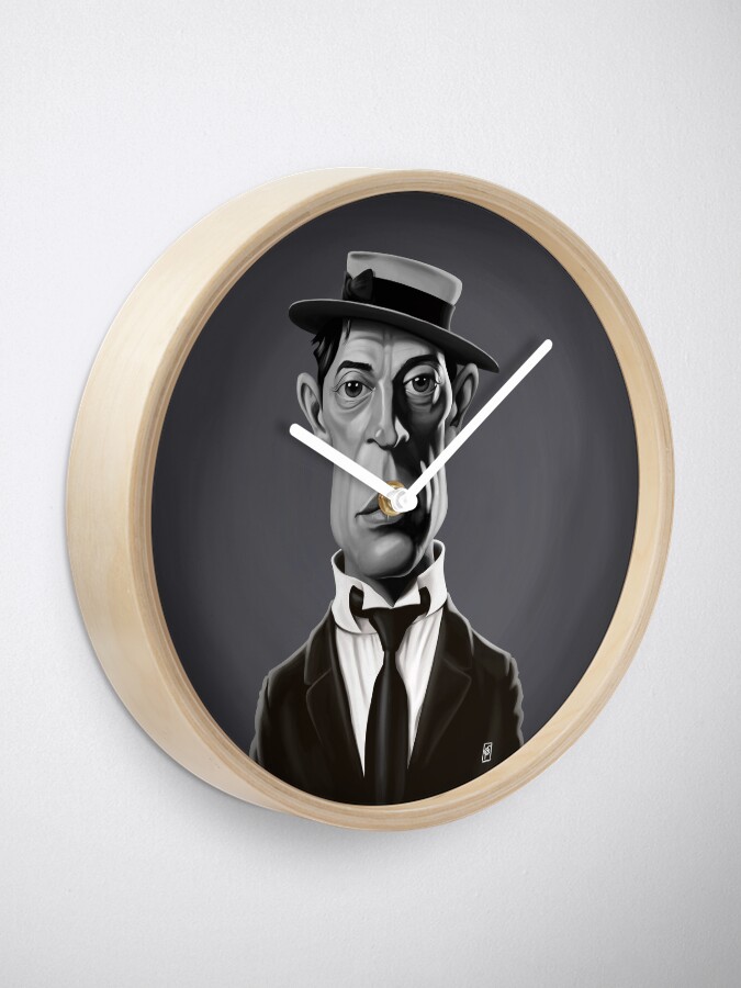 "Buster Keaton" Clock for Sale by robCREATIVE Redbubble
