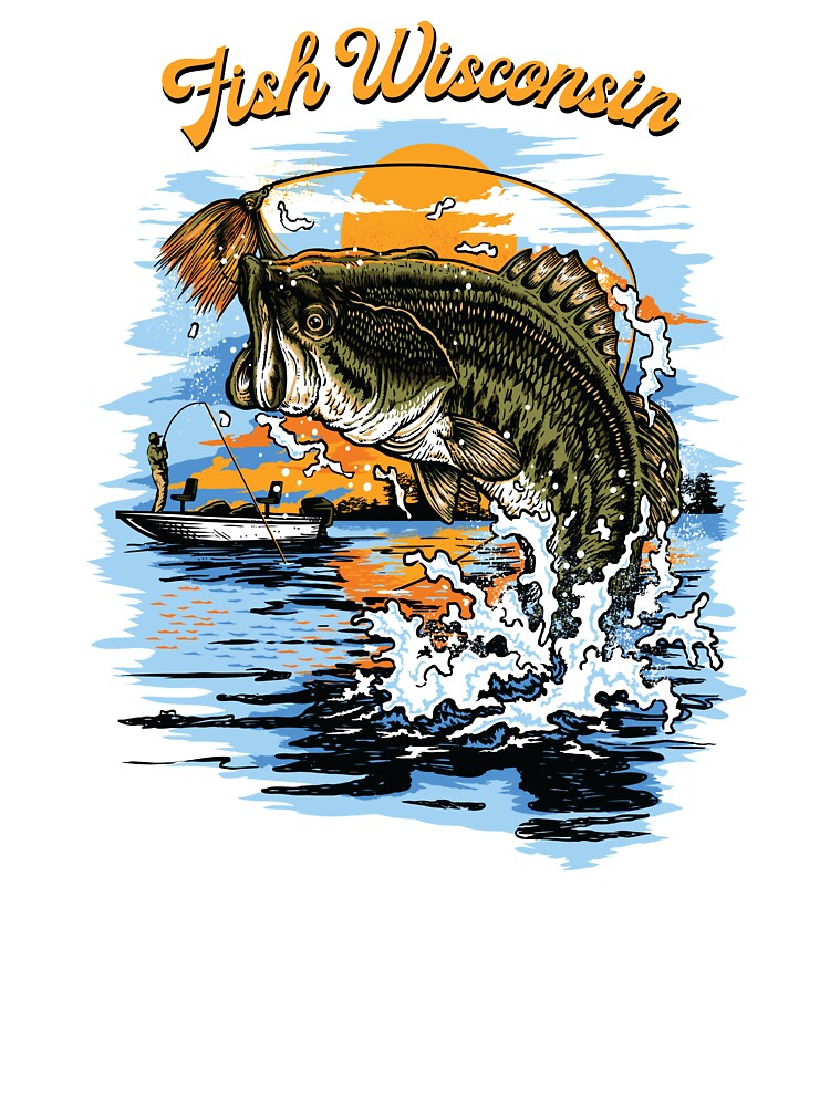 Largemouth Bass Fishing print | Fish Wisconsin | Kids T-Shirt