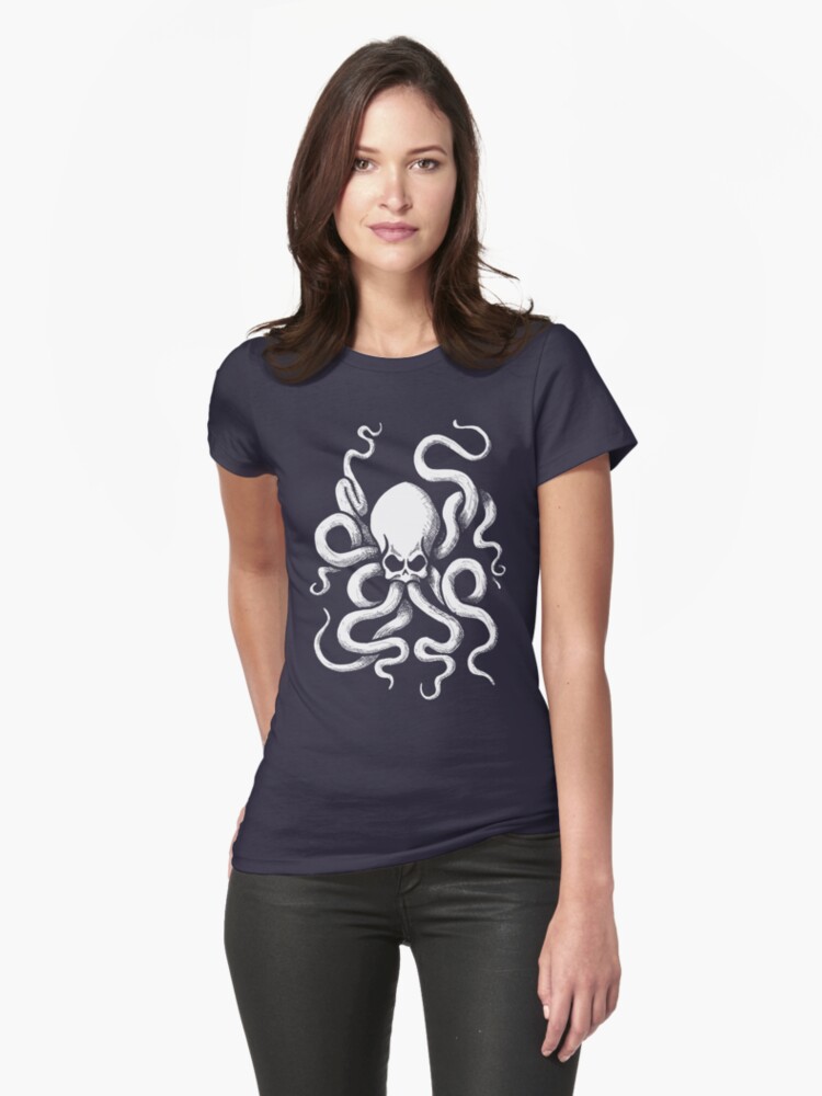 Thumbnail 1 of 3, Fitted T-Shirt, Skulltopus 2 designed and sold by TheRandomFactor.