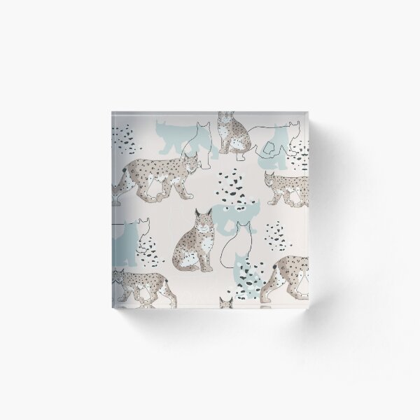 Snowy Lynx Ice blue Acrylic Block