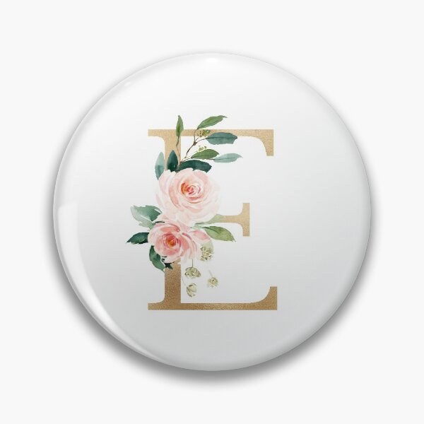 Artikelvorschau, Monogramm des Buchstabens E – Kunstgoldfolie, rosa und weiße Blumen und grüne Blätter entworfen und verkauft von Citronelladesig.