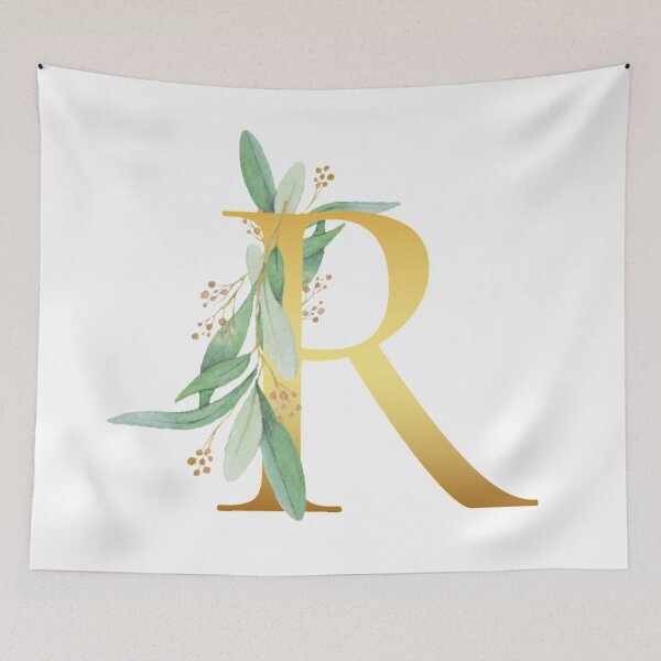 Item preview, Floral Gold Monogram R - Letter Art designed and sold by MysticMagpie.