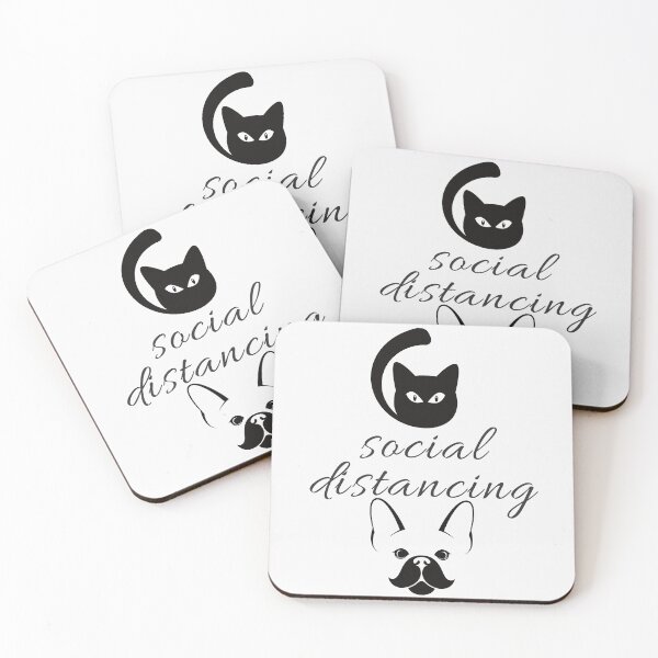 Item preview, BLACK AND WHITE, FUNNY CAT AND DOG SOCIAL DISTANCING designed and sold by corner-shop.